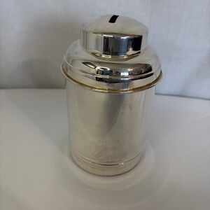 Pottery Barn Silver Plated Coin Canister Bank 6 in Vintage Good Condition